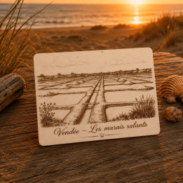 Carte postale bois Les Marais Salants – Vendée