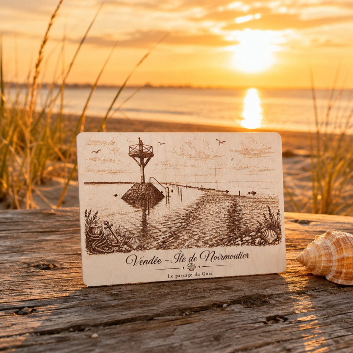 Carte postale bois Passage du Gois – Noirmoutier