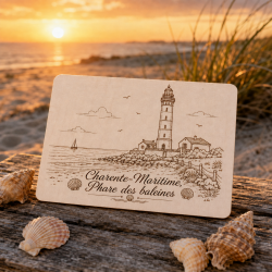 Carte postale en bois – Phare des Baleines – Île de Ré – Charente-Maritime