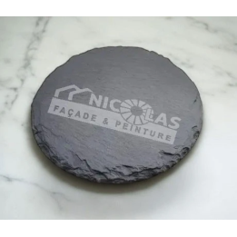 Sous-verre rond en ardoise personnalisable – Ø 10 cm