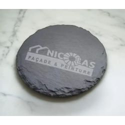 Sous-verre rond en ardoise personnalisable
