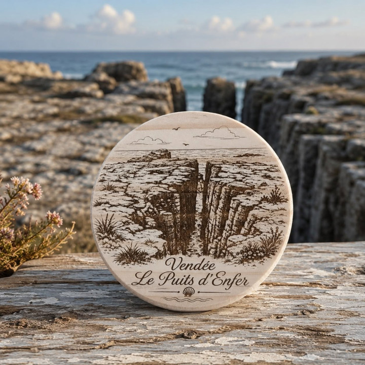 Sous-verre en bois personnalisable rond Ø 10 cm – Pin
