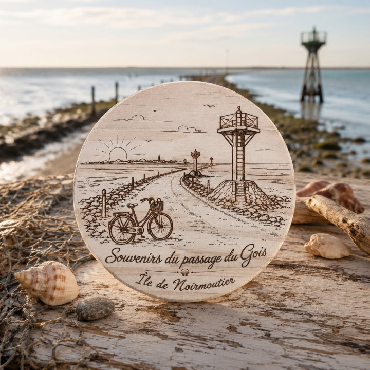Sous-verre en bois personnalisable rond Ø 10 cm – Pin