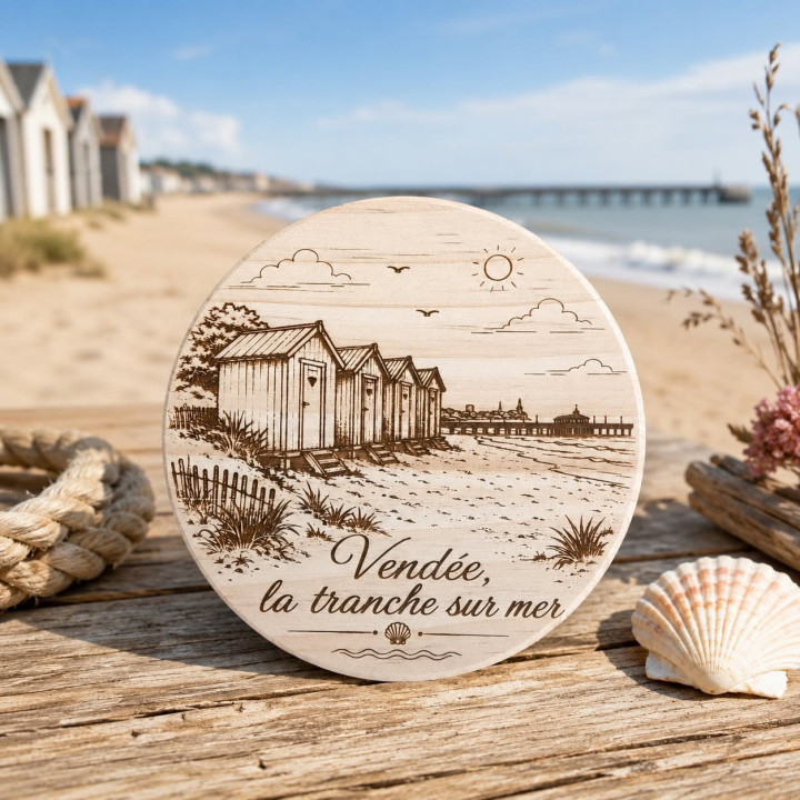 Sous-verre en bois personnalisable rond Ø 10 cm – Pin