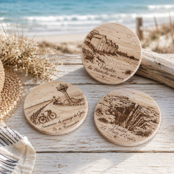 Sous-verre rond en bois personnalisable