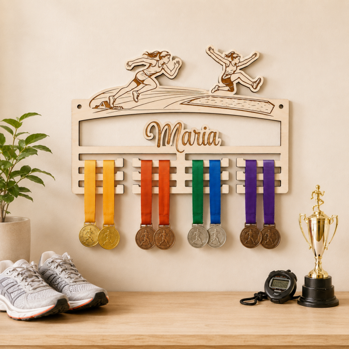 Porte-médailles personnalisé en bois 41,5 × 27,5 cm