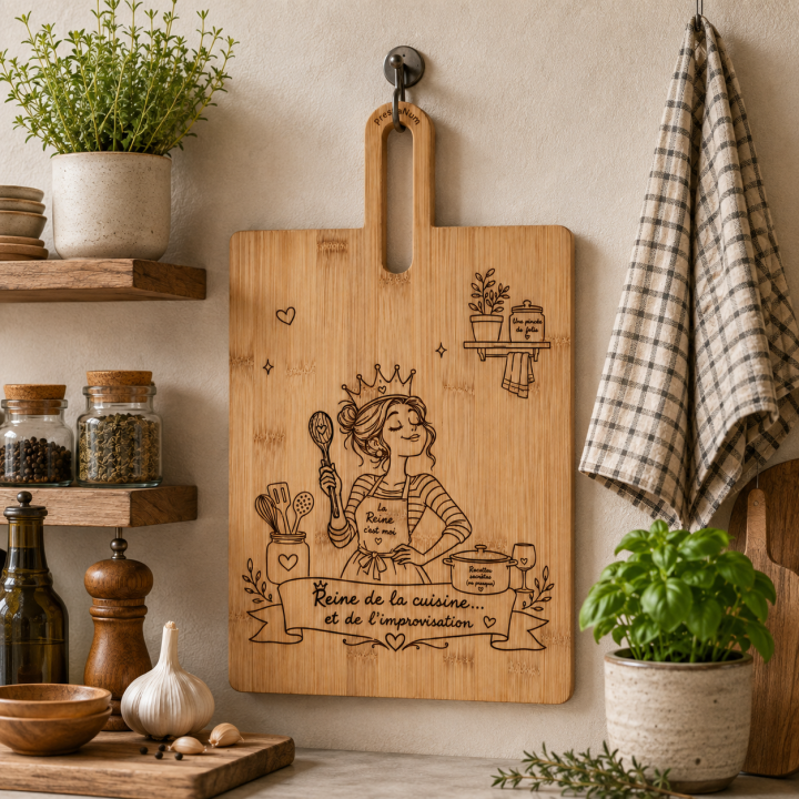 Planche personnalisée en bambou 45 × 24 cm