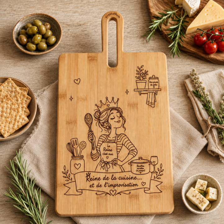Planche personnalisée en bambou 45 × 24 cm