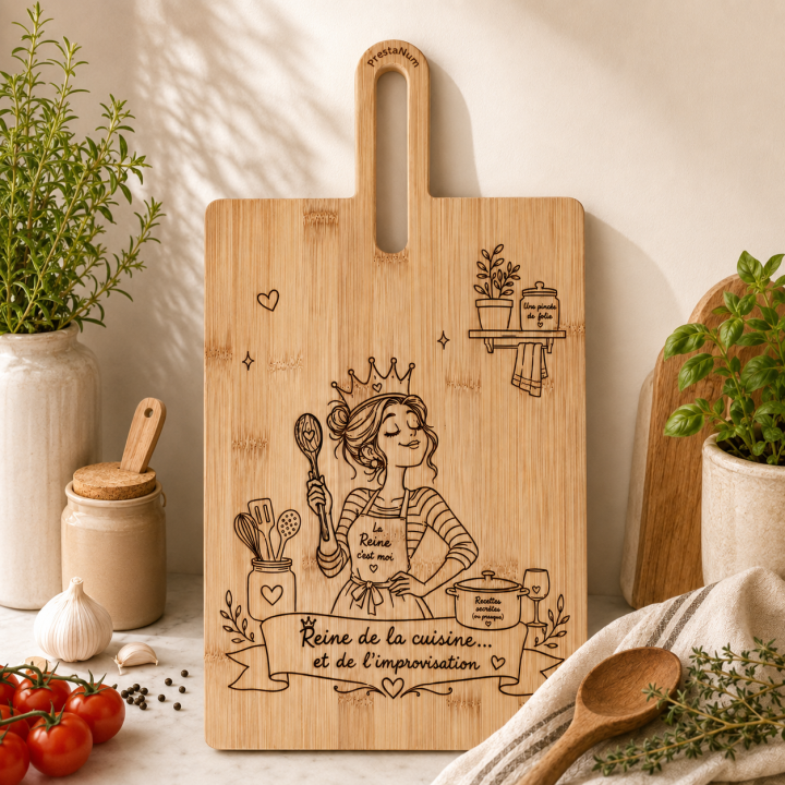 Planche personnalisée en bambou 45 × 24 cm