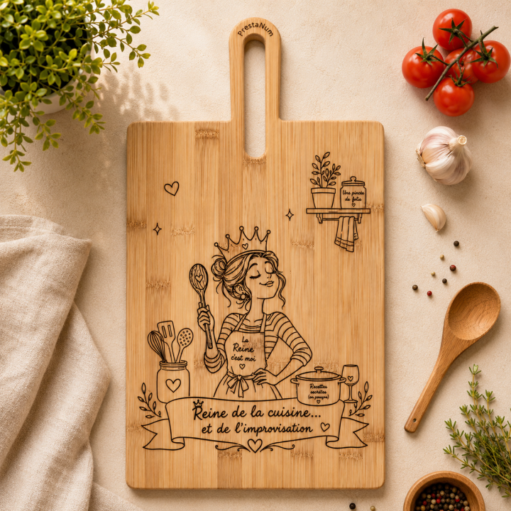 Planche personnalisée en bambou 45 × 24 cm