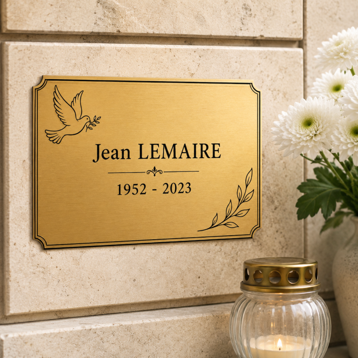 Plaque funéraire personnalisée adhésive 15 × 10 cm