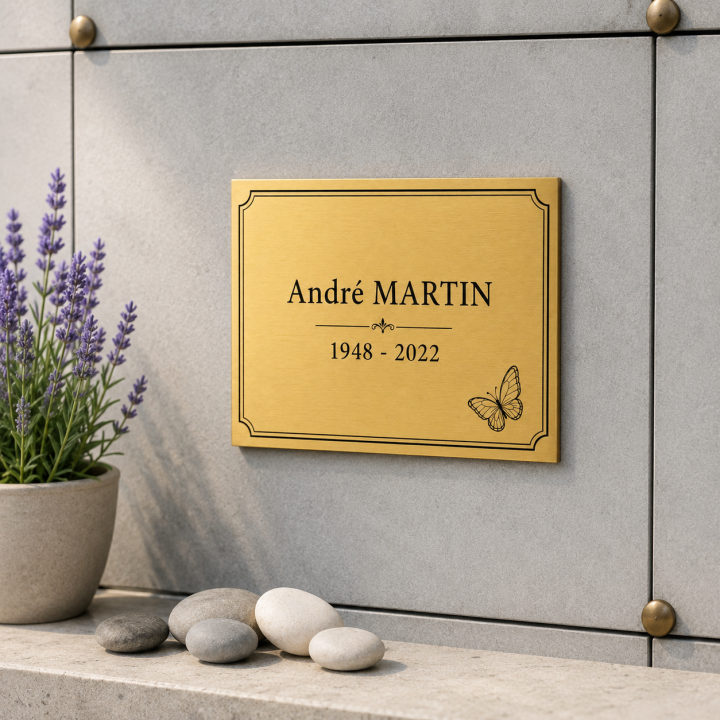 Plaque funéraire personnalisée adhésive 15 × 10 cm