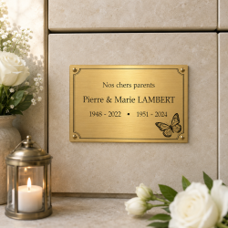 Plaque funéraire personnalisée adhésive en ABS / PMMA – 15 × 10 cm