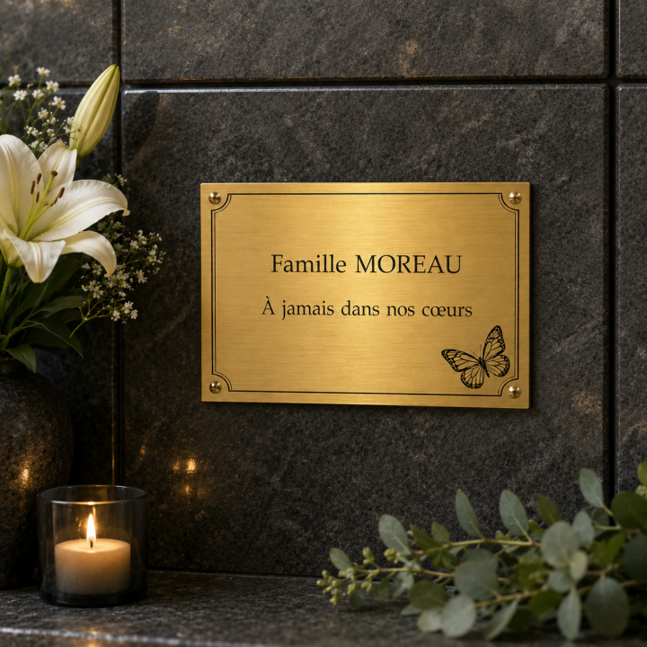 Plaque funéraire personnalisée adhésive 15 × 10 cm