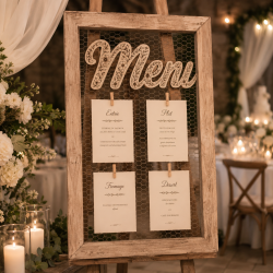 Pancarte « Menu » personnalisée en bois – 30 × 10 cm