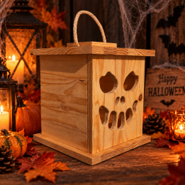 Lanterne Halloween personnalisée en bois - Fantôme, Frankenstein ou Citrouille