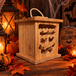Lanterne Halloween personnalisée en bois - Frankenstein