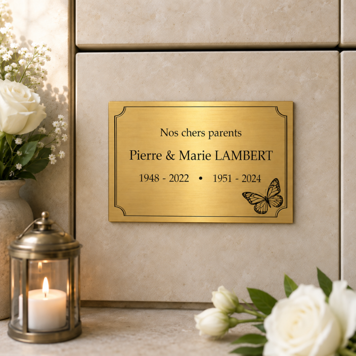 Plaque funéraire personnalisée adhésive 15 × 10 cm