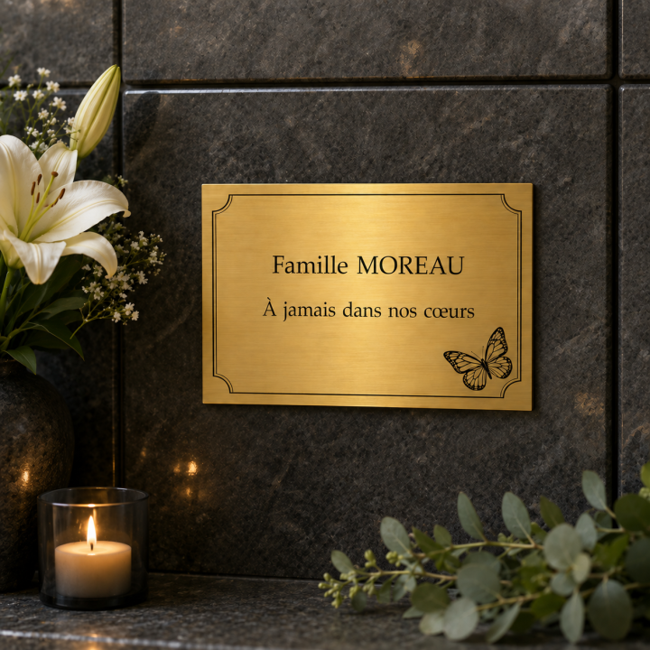 Plaque funéraire personnalisée adhésive 15 × 10 cm