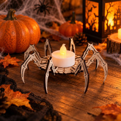 Araignée décorative Halloween en bois – Ø 13 cm