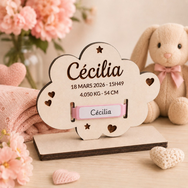 Porte bracelet de naissance personnalisé