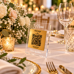 Présentoir menu personnalisé plexiglas PMMA QR Code 9x12 cm
