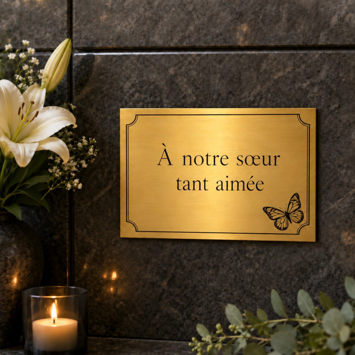Plaque funéraire personnalisée adhésive 15 × 10 cm
