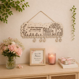Plaque de famille personnalisée en bois – Les dates importantes de notre famille