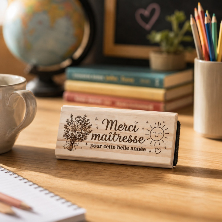 Brosse à tableau personnalisée en bois – Cadeau maître maîtresse  Meta description