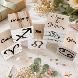 Cube personnalisé en bois – Naissance, mariage, baptême, famille