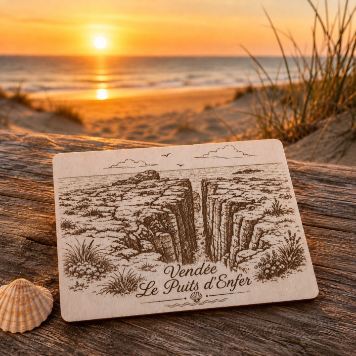 Carte postale en bois – Le Puits d'Enfer – Vendée
