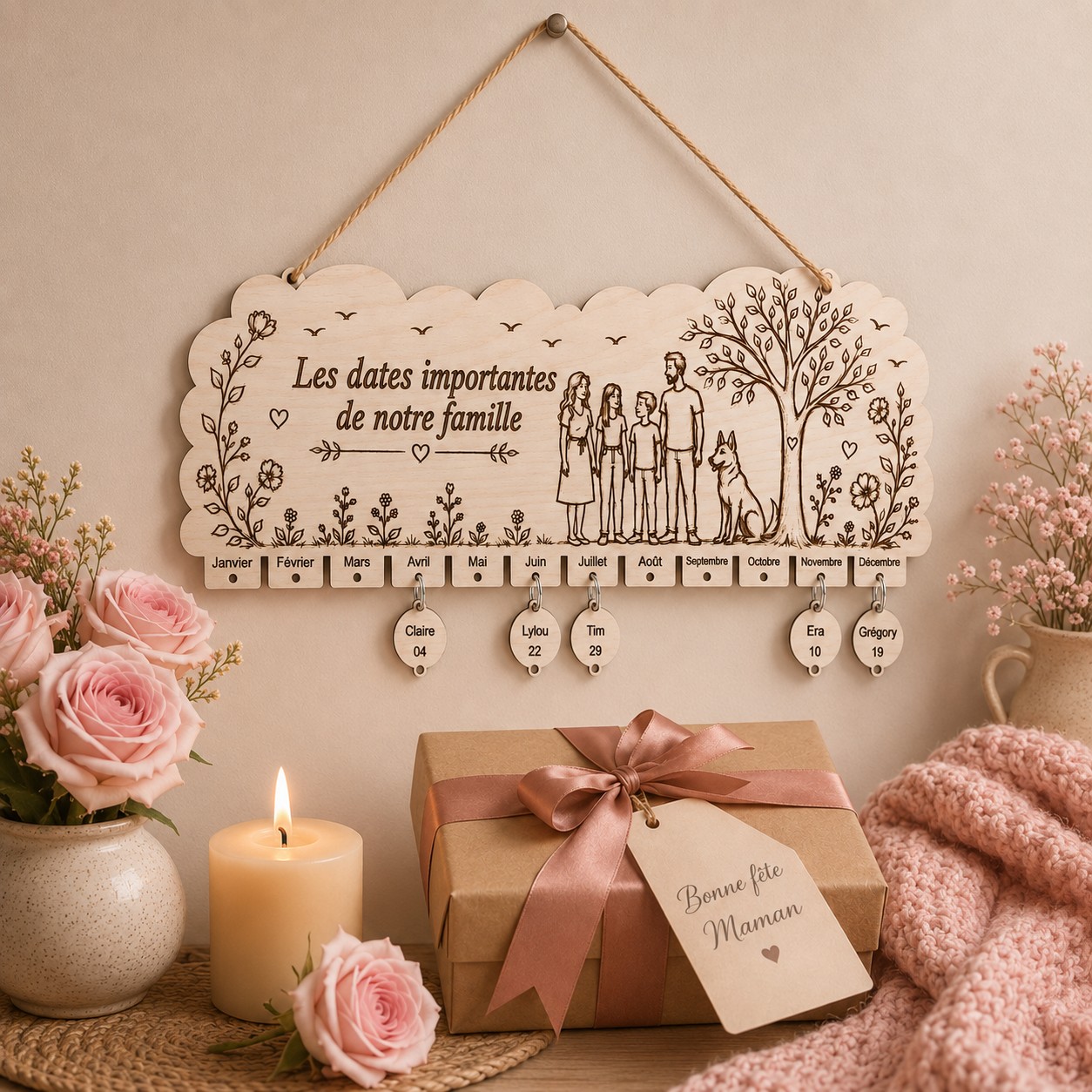 Cadeau personnalisé en bois gravé