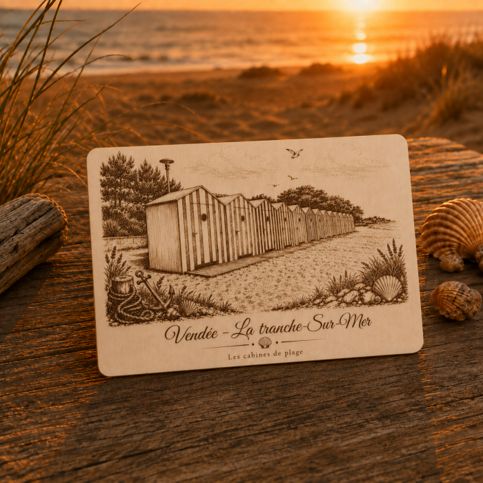 Carte postale en bois – La Tranche-sur-Mer – Vendée