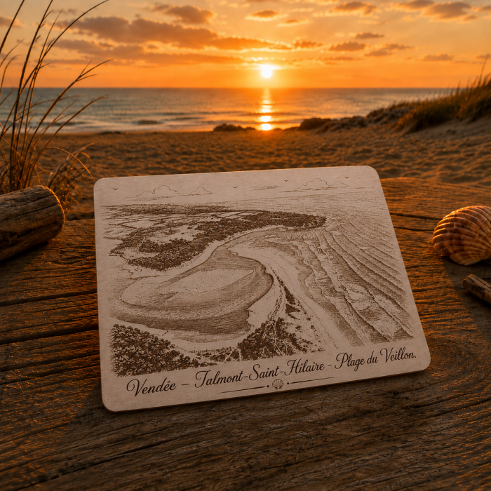 Carte postale en bois – Plage du Veillon – Vendée