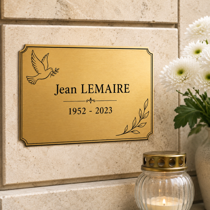 Plaque funéraire personnalisée adhésive en ABS / PMMA